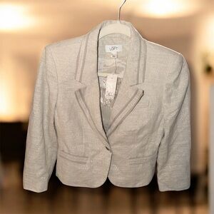 New! Ann Taylor LOFT metallic linen blazer jacket Size 4